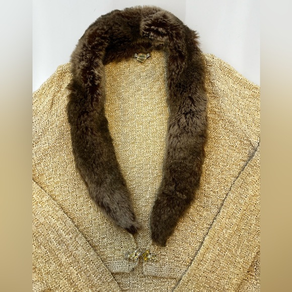 Intuitions Fur Trim Knit Cardigan N106-41 - Picture 4 of 7